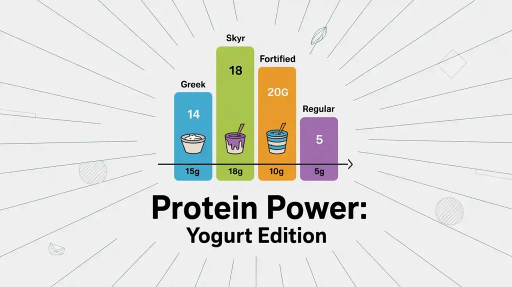  Infographic comparing protein levels in different yogurt types.