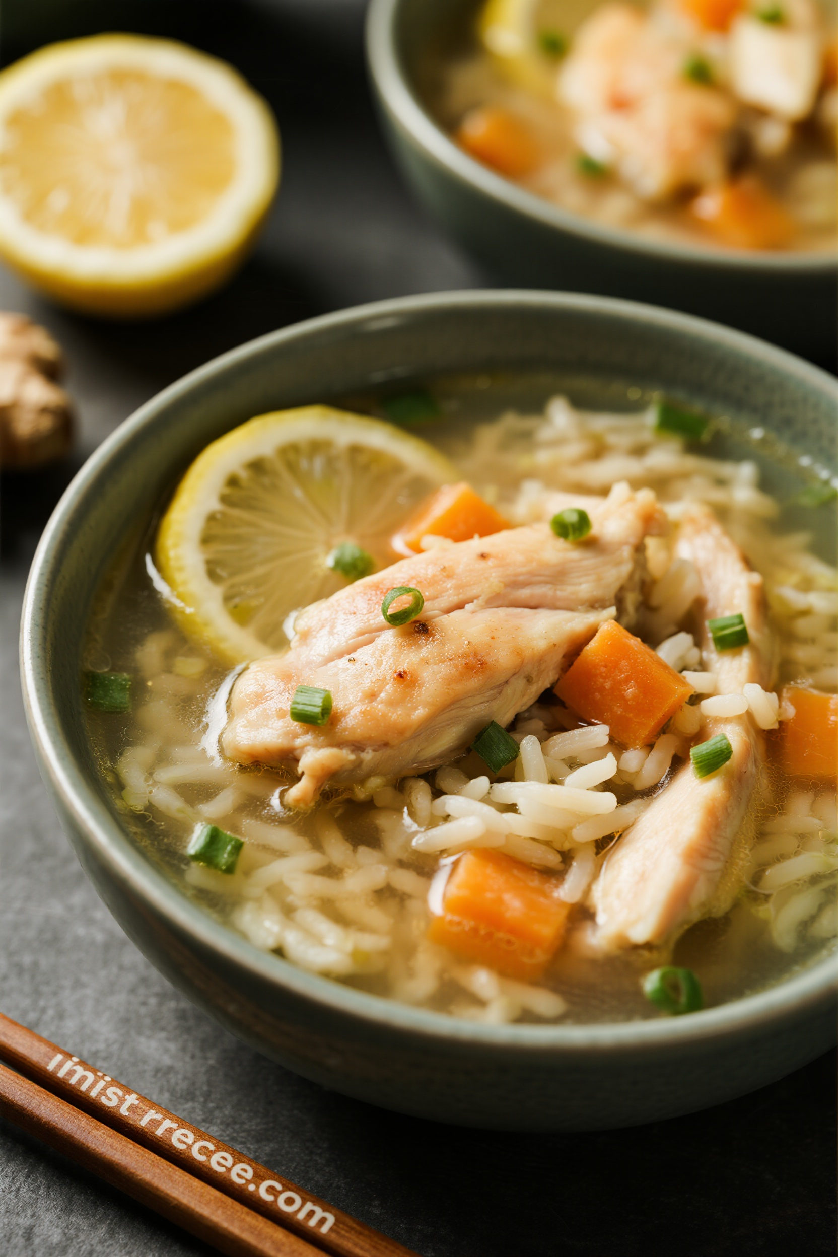 Easy Lemon Ginger Chicken Soup with Rice Flu Fighter Recipe